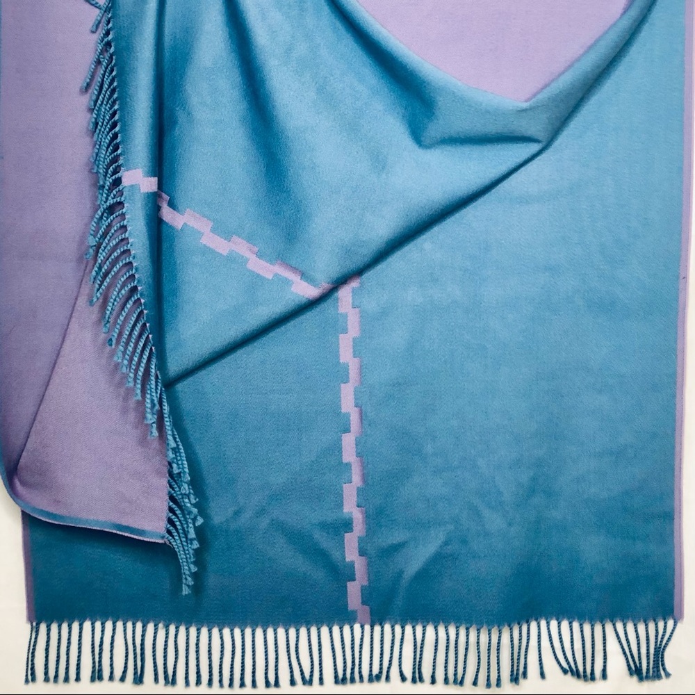 Large Scarves Cover Wrap Purple/Green 31”X 66” no Tag, Wool?Shawl